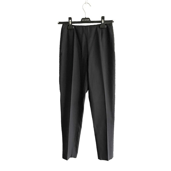 MAXMARA Silk Cotton Clean Front Slim Pants Trousers Black 2 - Picture 1 of 8